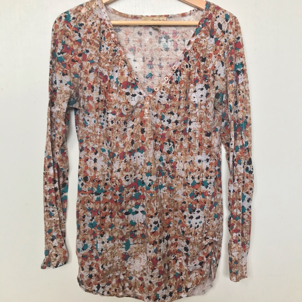 Long Sleeve Splatter Print Shirt